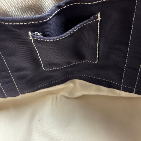 Lands End Large Boat & Tote Bag Open Top Regular Handle Navy 22x17 Heavy Canvas - Picture 7 of 10